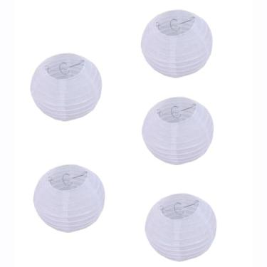 Imagem de TOOMYAUTO 5 peças de lanternas de papel branco decorativas redondas para decorações de festa de casamento, aniversário, festival, decoração de casa (15 cm)