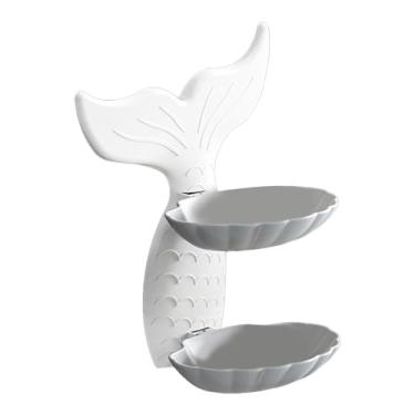 Imagem de Fafeicy Suporte de Sabonete Peixinho Dourado, Saboneteira Montada na Parede de Camada Dupla Com Furos de Drenagem, para Banheiro PP (Branco Cinza)