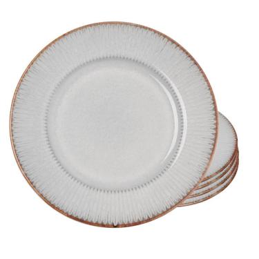 Imagem de Jogo De Pratos Raso 27Cm Kit 4 Pçs Linear Cerâmica Lyor