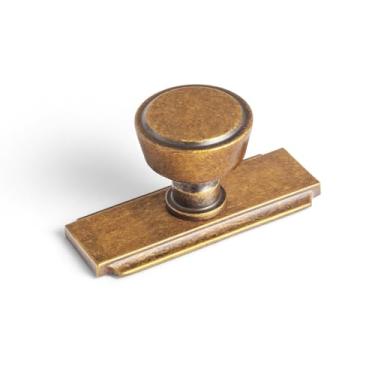 Imagem de Goo-Ki Puxadores de armário de latão antigo com placa traseira ou espaçador de ferragens de cozinha de liga de zinco - pacote com 6 puxadores de gaveta de orifício único/barra de parafuso