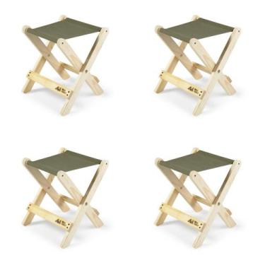 Imagem de Kit 4 Banquetas Dobráveis para Jardim Sereno Camping - Walk Forest