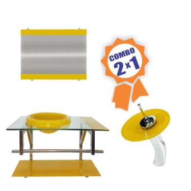 Imagem de Combo 2 em 1 - Gabinete  70cm França + Torneira Ibiza - EKASA, Amarelo