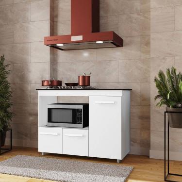 Imagem de Balcão Cooktop Ana 4 Bocas 114m com Nicho Para Forno e 3 Portas - Branco Móblis