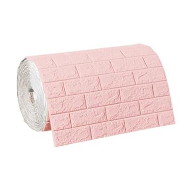 Imagem de Wswqop Painéis de parede com efeito 3D, papel de parede à prova d'água, papel de contato, backsplash, de de tijolo falso, adesivo, removível e colante, Rosa