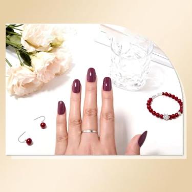 Imagem de Kits de decoração de unhas, cor sólida, conjunto de manicure oval curto reutilizável com cola de gelatina, mini lixa e bastão para acabamento de salão DIY em casa