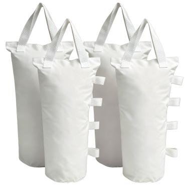 Imagem de Ikerall Bolsa de peso para a perna da canopy para barraca de dossel dobrável, sacos de areia para guarda-sol de pátio, abrigo solar instantâneo ao ar livre (pacote com 4) branco)