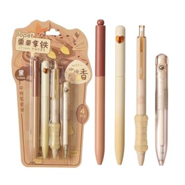 Imagem de lopet 4 canetas de gel perfumadas torcidas, ponta ST de 0,5 mm, tinta preta, refil de aroma de café, escrita suave, secagem rápida, estudantes, escola, escritório, artigos de papelaria para meninas