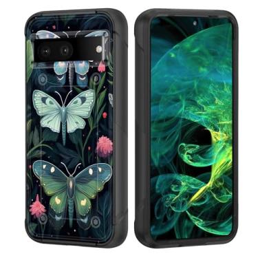 Imagem de wiaekosef Capa para Pixel 8a, capa protetora resistente à prova de choque para Google Pixel 8a 6,1 polegadas 2024, borboleta vintage botânica