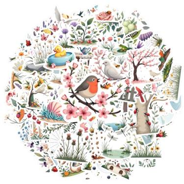 Imagem de 100 peças de animais, natureza, flores, estações, pássaros, adesivos de animais, caprichosos, para notebook, bagagem, copo de celular, faça você mesmo, telefone, guitarra, laptop, notebook, mala de
