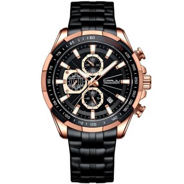 Imagem de Relógio De Pulso Masculino Esportivo Resistente à água Pulseira De Aço Inoxidável Preto