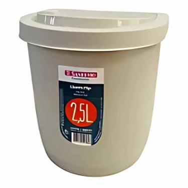 Imagem de Lixeira Plástica Para Pia Flip Bege 2,5l Sanremo