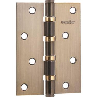 Imagem de Dobradiça 4 Com Anel Rolamento Latonada Com 3 Peças Vonder