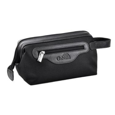 Imagem de Bolsa Necessaire NÁPOLES em Nylon c Couro Galvani, Preto