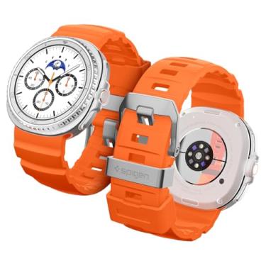 Imagem de Spigen Pulseira para Galaxy Watch 8, compatível com Samsung Galaxy Watch 8 44/40 mm, 8 Classic 46 mm (2025) WBS2 Pulseira esportiva de silicone durável - laranja