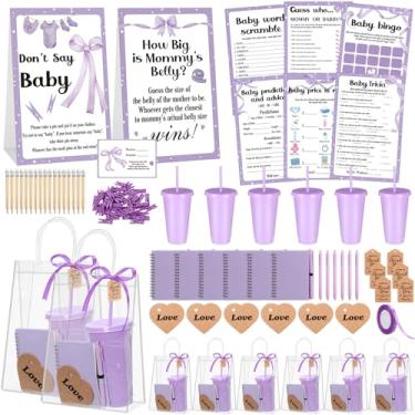 Imagem de Dunzoom 461 peças de jogos engraçados de chá de bebê com prêmios para convidados vencedores de jogadores de jogos, presentes incluem copo de plástico, caneta esferográfica, saco de presente, tudo em