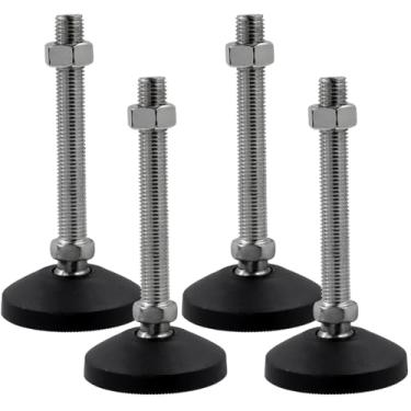 Imagem de LC LICTOP Pés niveladores M16 x 120 mm, altura de 6,2 polegadas e capacidade de 399 kg, deslizadores de móveis giratórios ajustáveis resistentes, niveladores de pés de borracha rosqueada para mesa