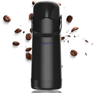 Imagem de Garrafa Térmica Mágic Pump Preto 1L Café Bomba Pressão 12h Quentes 24h Frio Água Chá Casa Escritório Consultorio