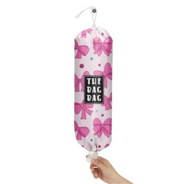 Imagem de IHopes+ Organizador de saco de plástico, reutilizável e lavável, organizador de sacola de compras estilo feminino, para decoração de casa, cozinha, viagem, acampamento, use 1 pacote, padrão de laço