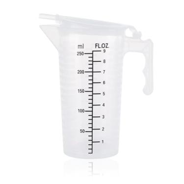 Imagem de 1 copo medidor transparente de 250 ml com tampa, copo medidor de plástico com alça para assar, pó, líquido, medir e misturar