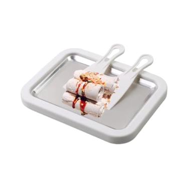 Imagem de Forma Para Gelado Enrolado - Utensílios de Cozinha Portáteis,Congelador de Iogurte com Tabuleiro e Placa Fria,Para Família Crianças Adultos Casa Cozinha Festas Encontros Piquenique