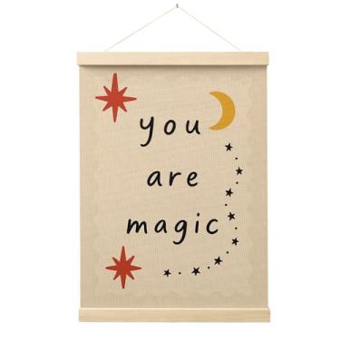 Imagem de Evcprz Moldura de pôster de parede de lua e estrela neutra para berçário, You Are Magic, inspiradora, impressões em tela, decoração de parede para quarto de crianças, sala de jogos, 30 x 40 cm