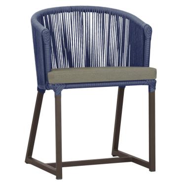 Imagem de Cadeira De Jantar Noronha Alumínio Marrom E8 Trama Original Azul