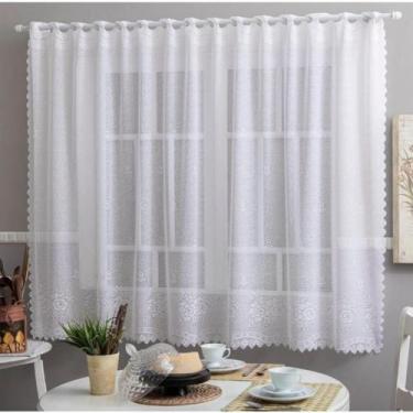 Imagem de Cortina Para Janela Cozinha Renda Cores 1,80 x 1,40m - JCM, Branco