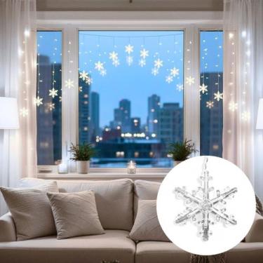 Imagem de Cortina 152 Led 4m 16 Flocos De Neve Fio Transparente 110v - Top Natal