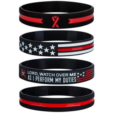 Imagem de Sainstone Pulseiras de silicone de linha vermelha fina Faith Justice com bandeira americana – Pulseiras de borracha motivacionais do Triumph of Faith para Americanismo, Patriótico, Presentes Policiais para Homens e Mulheres, 3-Pack, Silicone, borracha