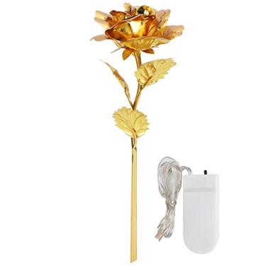 Imagem de Folha de ouro rosa iluminação dura para sempre amor presente de dia dos namorados para namorada esposa decoração de casamento material de folha de ouro 24 cm de comprimento 8,5 cm (Capa dura dourada)