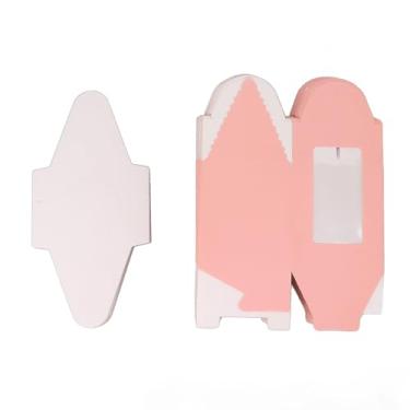 Imagem de Caixa de cupcake rosa 50 peças, portador único com janela transparente, embalagem de lembrancinhas de festa de embrulho de padaria