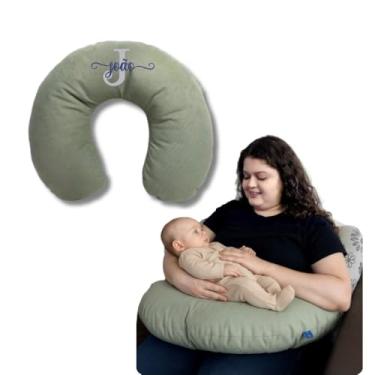 Imagem de Almofada de Amamentação para Bebê Firme Multifuncional Ergonômica Personalizável Hipoalergênica em Suede (Verde Menta)