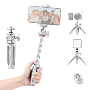 Imagem de Acouto Tripé para Selfie Stick, Extensível, Estável, Amplo Alcance de Visão, Bastão para Selfie Leve, tripé Dobrável e Portátil para Smartphone e Câmera Sem Espelho, Capacidade de Carga (Branca)