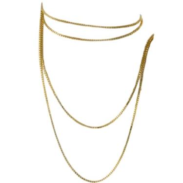 Imagem de Corrente Feminina Veneziana em Ouro 18K 750 Maciça Comprimento de 50 cm, Elos de 0,60 mm, Brilho Duradouro, Certificado de Garantia, Joia para Presentear e Uso Diário