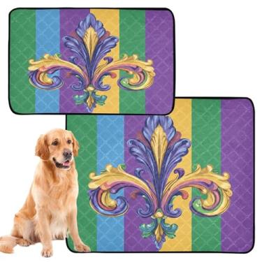 Imagem de CEBUGI Almofadas de xixi laváveis para cães, pacote com 3, almofadas impermeáveis para filhotes de cachorro, antiderrapante, à prova de vazamento, para cama de cercadinho, flor de lis