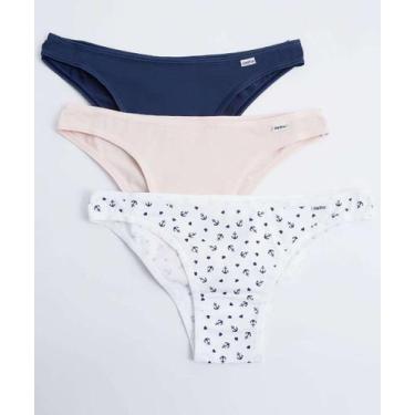 Imagem de Kit 3 Calcinhas Tanga Estampa Âncora DelRio-90095, G, Branco, Azul