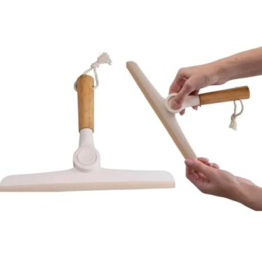 Imagem de Rodo de Pia Articulável com Cabo de Bambu Design Moderno Branco Ideal para Limpeza de Cozinha e Banheiro Leve Resistente Fácil de Manusear Premium