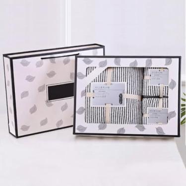 Imagem de Conjunto de Toalhas Banho e Rosto 3PCS Caixa Presente Super Macio Absorvente Toalha Lavagem para Secar Cabelo Banheiro F