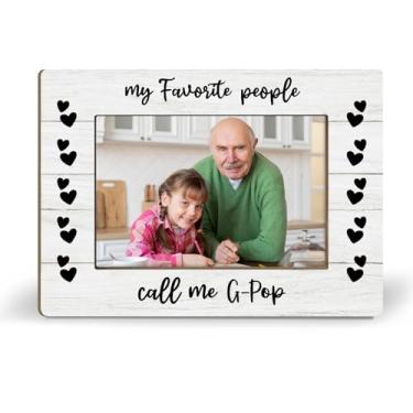 Imagem de iEFEY Porta-retratos G-pop Gifts 21 x 14 cm, presentes de vovô de netos, Grandchikdren, presente de aniversário dos pais, melhor avô, G-Poppy, porta-retratos de madeira, serve para decoração de mesa