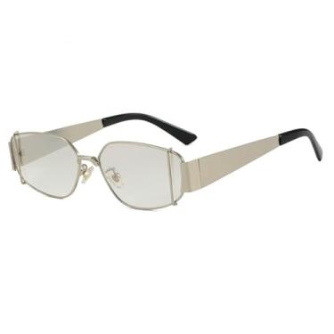 Imagem de Óculos de Sol UV400 - Armação Metálica Cor Jelly, Estilo Punk, para Homens e Mulheres, Esportes ao Ar Livre, Corrida e Ciclismo, Branco Prateado