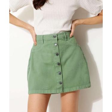 Imagem de Saia Feminina Sarja Botões Marisa-46071, Verde, 42