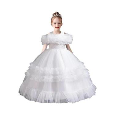 Imagem de Vestido De Princesa Bordado De Um Ombro Para Meninas De 3 a 12 Anos Pa