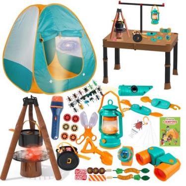 Imagem de Conjunto de acampamento Qtioucp Kids com mesa/tenda dobrável e lantern