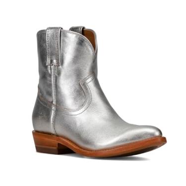 Imagem de Frye Billy Short Bota feminina de couro ocidental – Estilo clássico cowgirl, artesanato durável, ajuste confortável, Prata - Couro Austin, 36