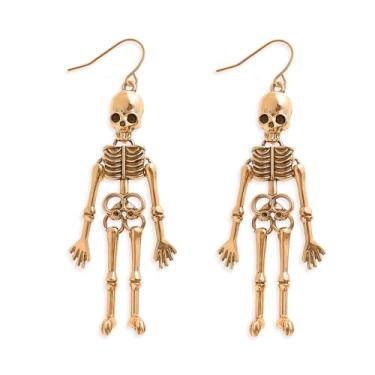 Imagem de Frigotine Brincos femininos com pingente de esqueleto de caveira de Halloween, punk, gótico, festa, férias, acessórios de orelha de aço inoxidável, bijuteria, presente, Aço inoxidável, Sem pedra