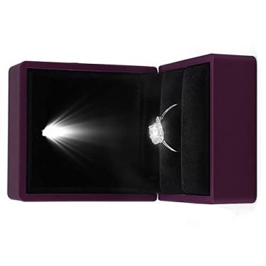 Imagem de Generic Caixa de Armazenamento de Anel Iluminado Led Elegante Caso de Exibição de Anel para de Casamento, Caixa de Jóias de Pelúcia Preta Com Luz Led para Presente de Proposta (Roxo)
