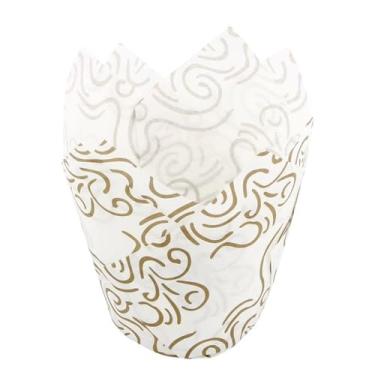 Imagem de Ainoli 50 PCS Mini Cupcake Forros de Papel Redondo Bolo Copos Muffin Cases Festa em Casa Casamento (selo de ouro branco)