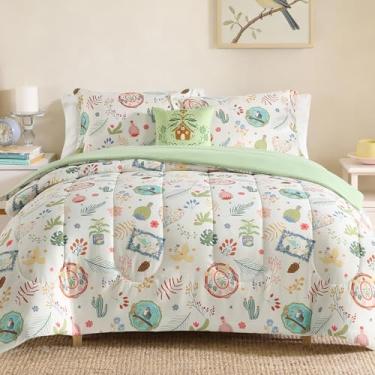 Imagem de Kaleido Space Conjunto de edredom solteiro para meninas - Jogo de cama solteiro amigos da floresta com 1 edredom, 1 travesseiro decorativo, 1 fronha