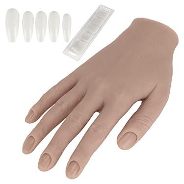 Imagem de Cryfokt Mão de Silicone para Treinamento de Unhas, Mão Falsa Dobrável e Realista para Prática de Unhas de Gel Acrílico Com 100 Pontas de Falsas para Treinamento de Arte Em ou Exibição de Joias (01)