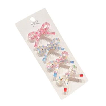 Imagem de Grampo de cabelo com laço colorido doce de bolinhas simples grampos de cabelo bico de pato acessórios de cabelo femininos para o dia a dia (cor transparente)
